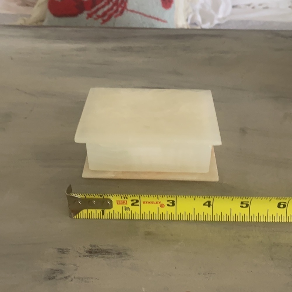 Vintage Marble Hinged Lid Trinket Box Ivory​​​​​​​​ - Picture 7 of 10